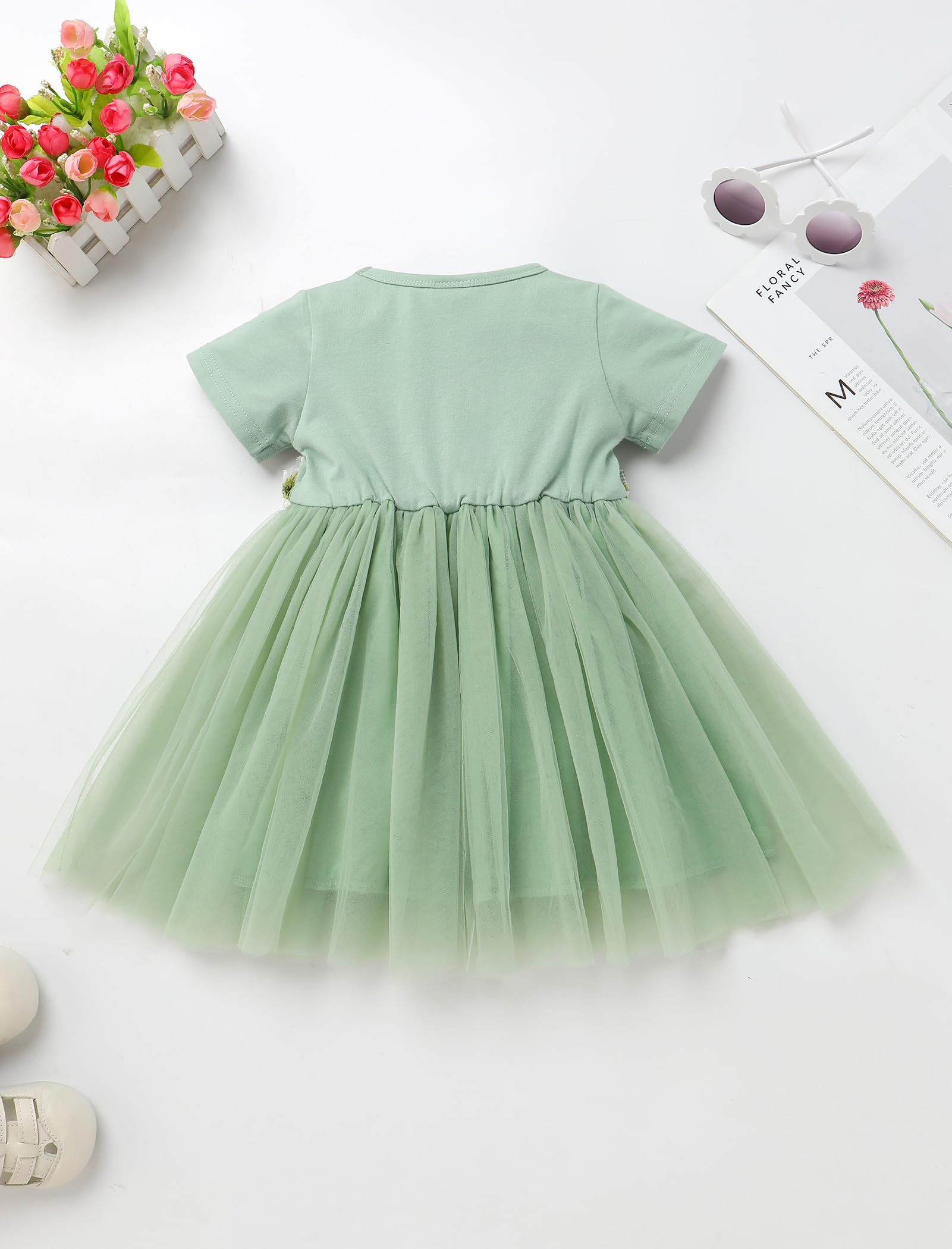 Baby Girl Primo Compleanno Vestito Ricamo Floreale Manica Corta Tutu Abiti Principessa con Bowknot Fascia Set Battesimo Torta Smash Neonato Photoshoot Vestiti