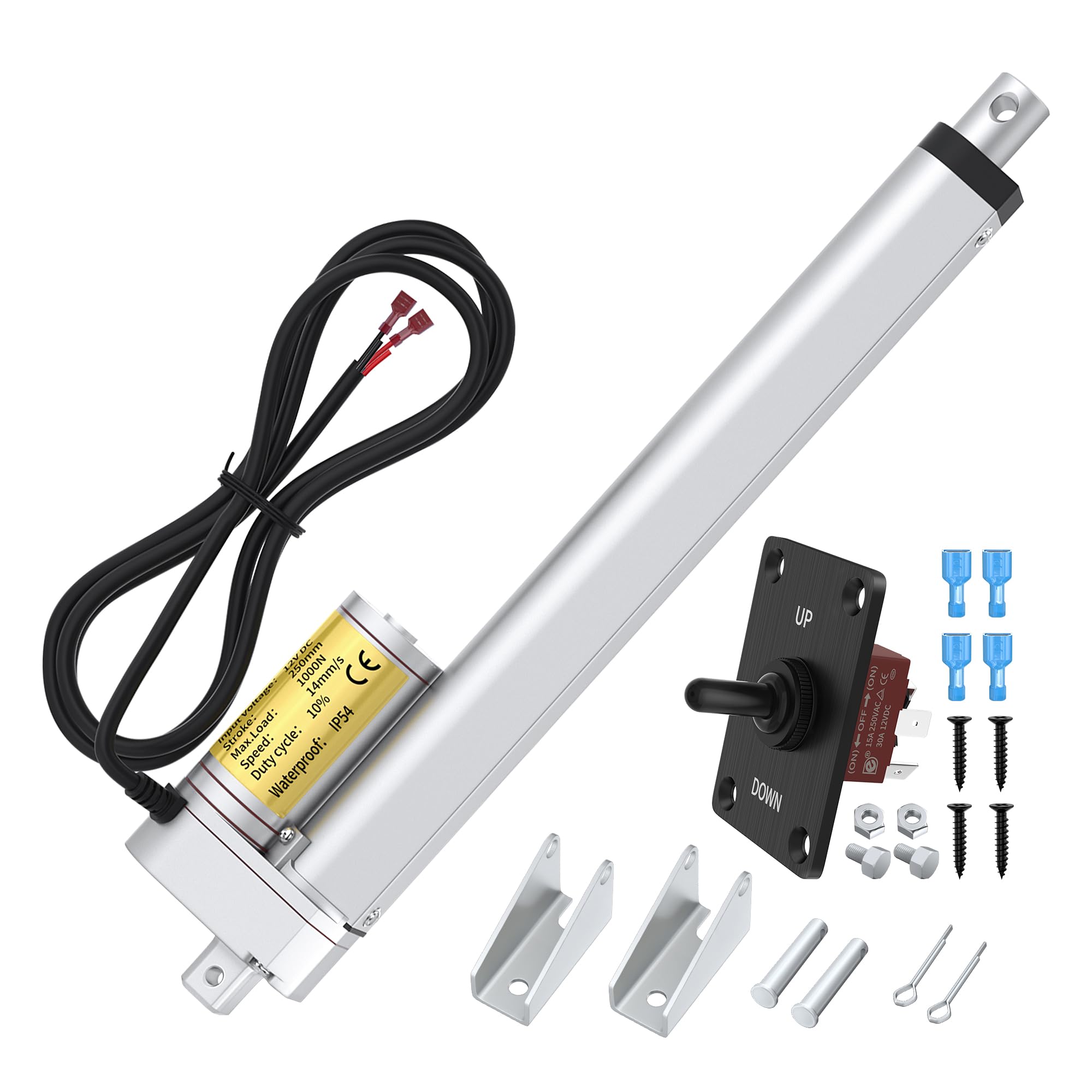 RVMARINEPAT 12V Linear Actuator High Speed 14mm/s Linear Motion Actuator 220lb/1000N Electric Actuator 12 Volt IP54 Waterproof Linear Actuator 6 inch with Switch — Amazon image 9