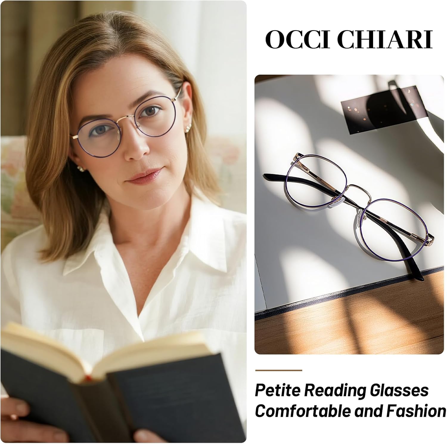 OCCI CHIARI Round Reading Glasses for Small Face Narrow Lightweight Readers - Image 2