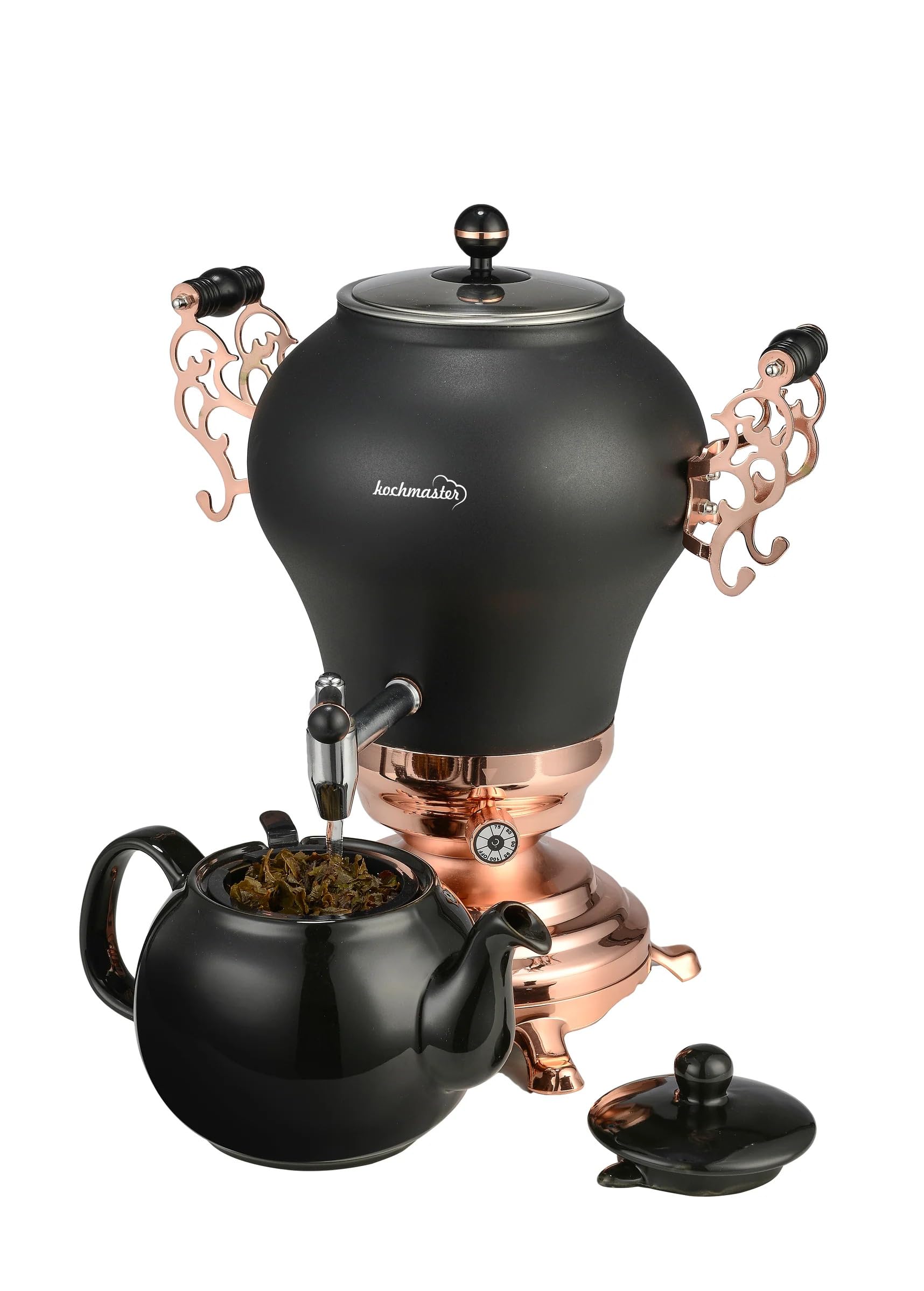 Nostaji Samoware Edelstahl, Teemaschine,Teekannen Set, 3.5L Türkische Teekanne, XXL Induktionsgeeignet Wasserkocher