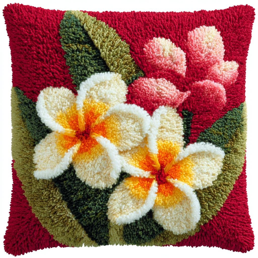 WallustrioaW Latch Hook Cushion Kits,Frangipani
