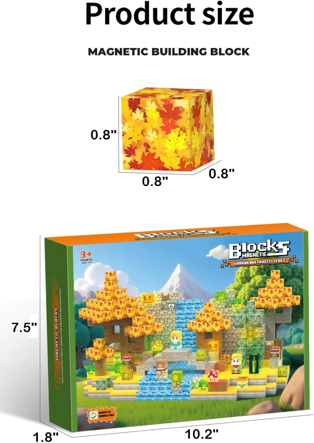 Magnetic Blocks, 200-Piece Build Knight&Princess Magnet Game Set, Magnetic Tiles Building Blocks STEM Sensory Creative Toys Games for Toddler Kids Boys & Girls