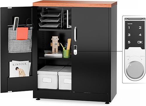 Gabinete de almacenamiento de metal, gabinete pequeño de 40 pulgadas de alto con cerradura digital, armario de almacenamiento con bloqueo con