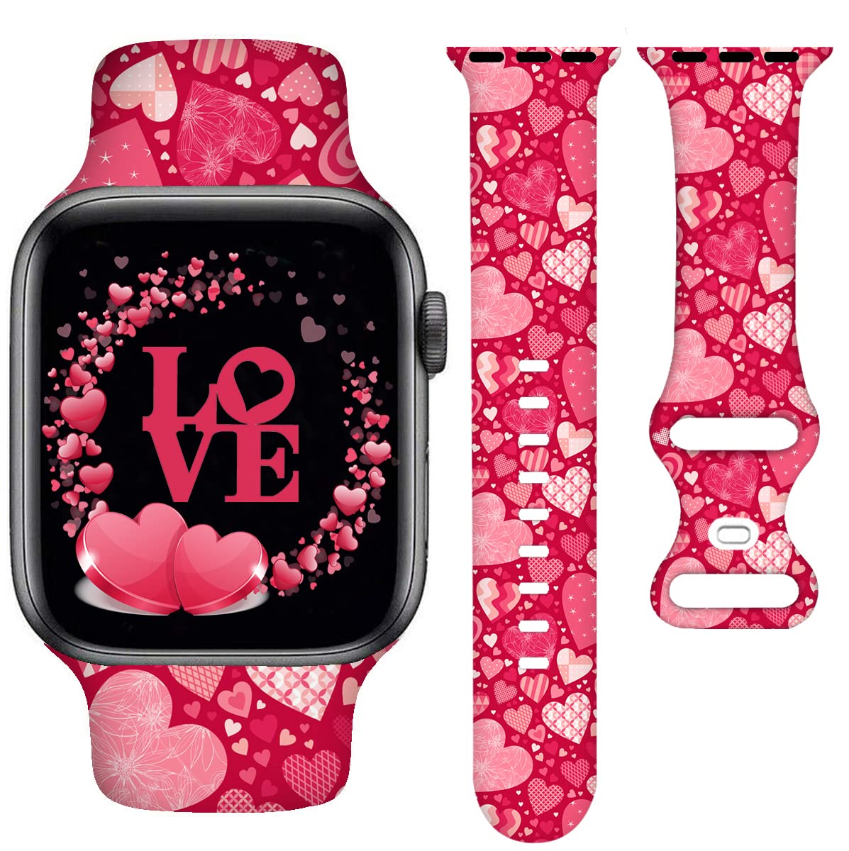 YAGEDOVIU Holiday Watch Bands Compatible Watch 38mm 40mm 41mm 42mm for Women Men, Adjustable Soft Silicone Replacement Smartwatch Wristband for SE