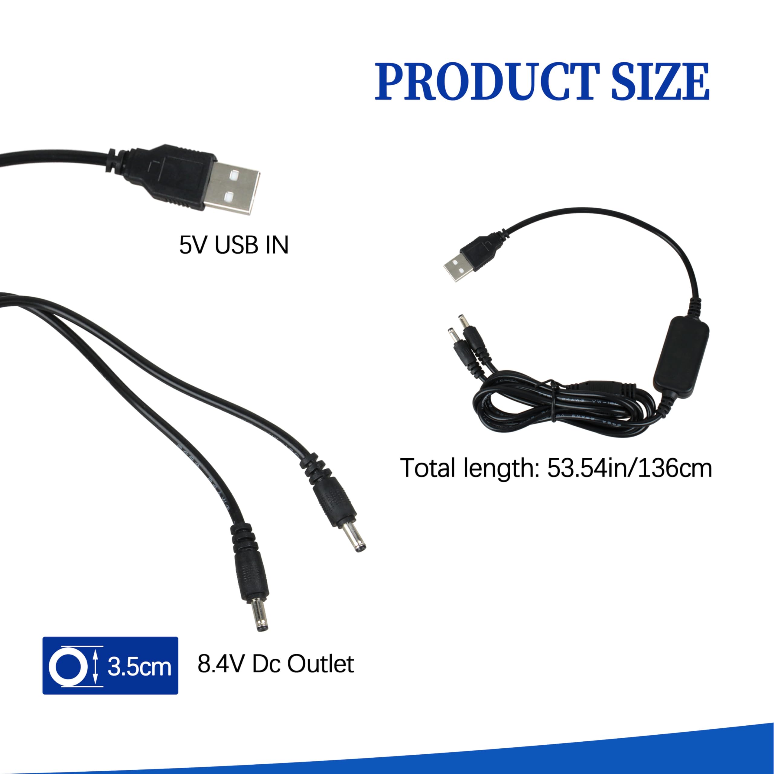 CMENINCY 8.4V Heated Glove Charger for Insole Socks Jacket Battery Charging Power Cord Easy for Outdoor and Travelling