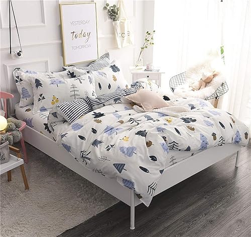 Miniatura 3 de Abojoy Juego de funda de edredón con estampado de bosque para niños y niñas, juego de ropa de cama estampado de pinos y bosques, 100% algodón, 300