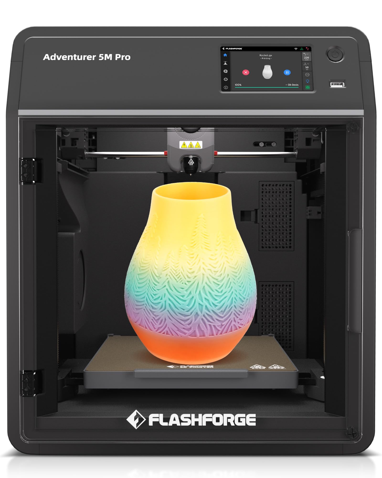 FLASHFORGE Adventurer 5M Pro 3D Printer, 600mm/s High-Speed, FDM 3D Printer Auto Leveling, Quick Detachable 280°C Nozzle, CoreXY Structure, Dual Filtration, Built-in Camera, AD5M Pro 220x220x220mm
