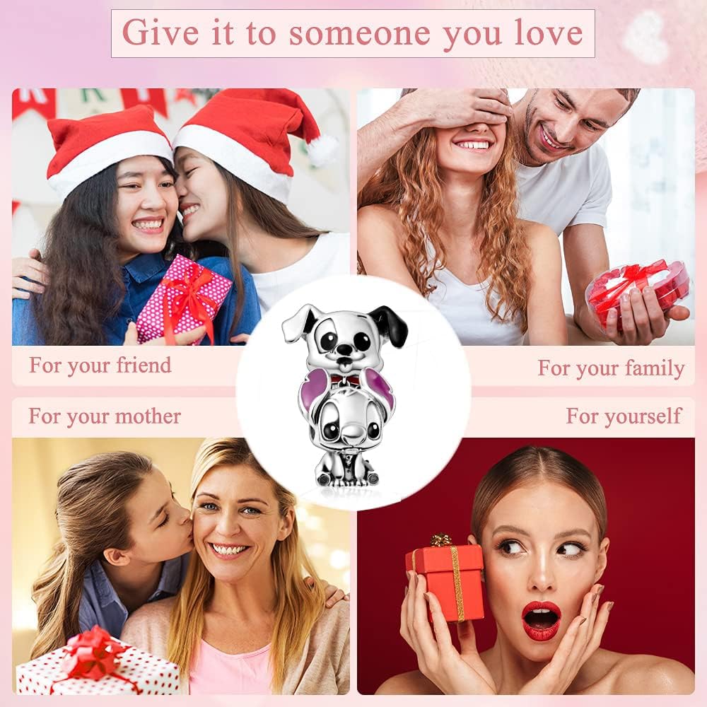 MICOO 925 Sterling Silver Clip Cubic Zirconias Beads Charms for Bracelets and Necklace,2pc Double Gifts for Mums, Couples and Sisters - Image 6