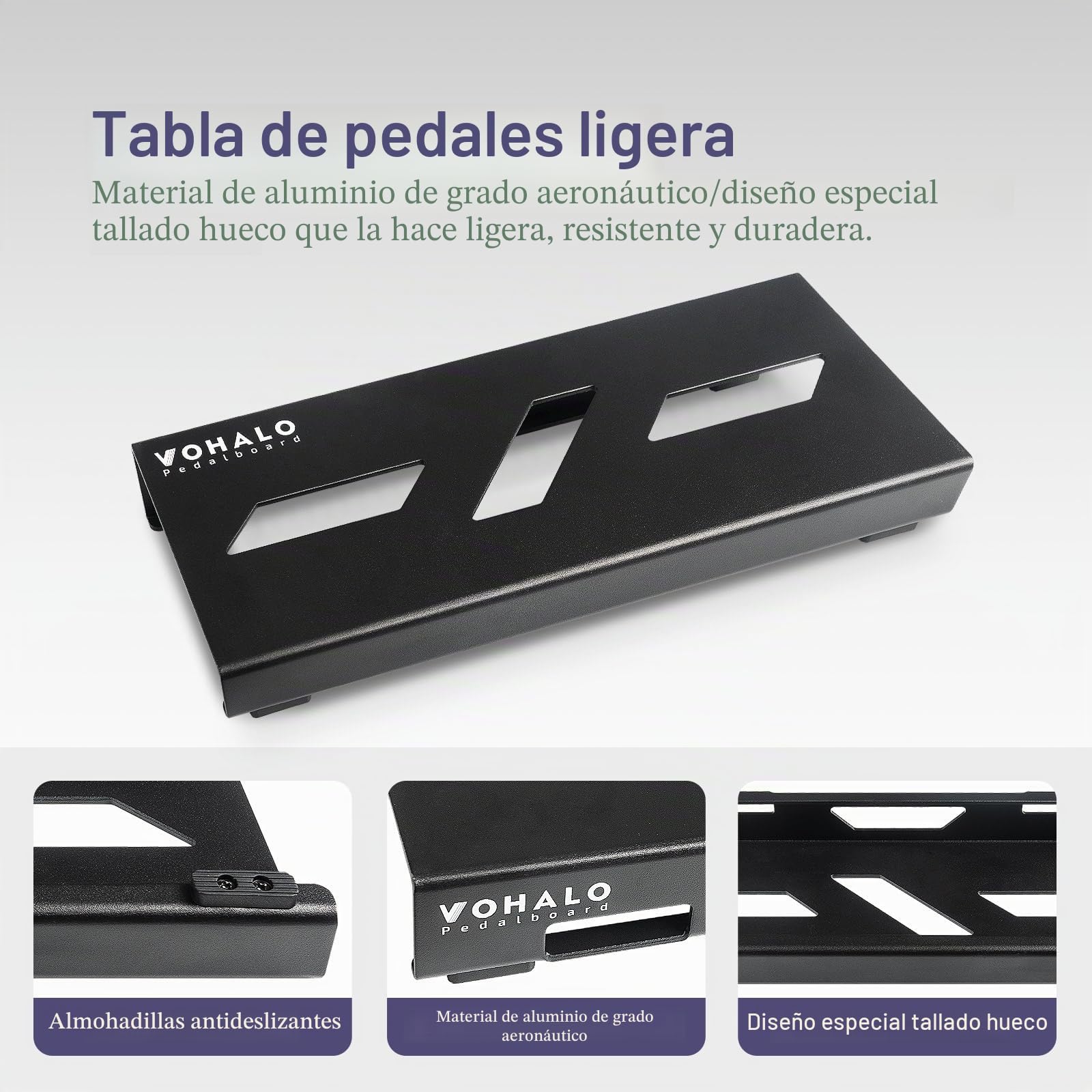 mini pedalera de guitarra caja de aluminio pedalboard guitarra tabla de efectos con cinta para pedales, brida para cables, cable de conexión negro