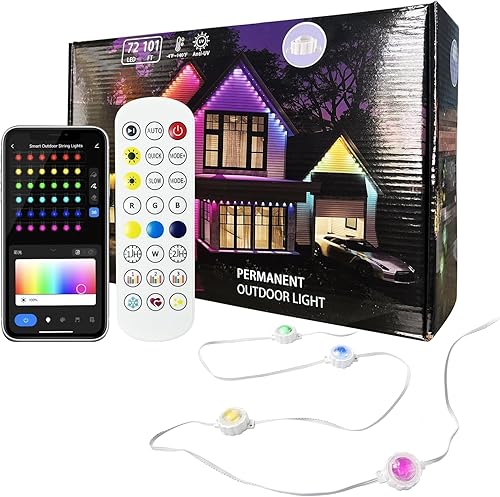 Luces permanentes para exteriores de 100 pies, luces LED RGB con aplicacióncontrol remoto, más de 60 modos de escena dinámica, iluminación exterior disponible en Yaxa Colombia