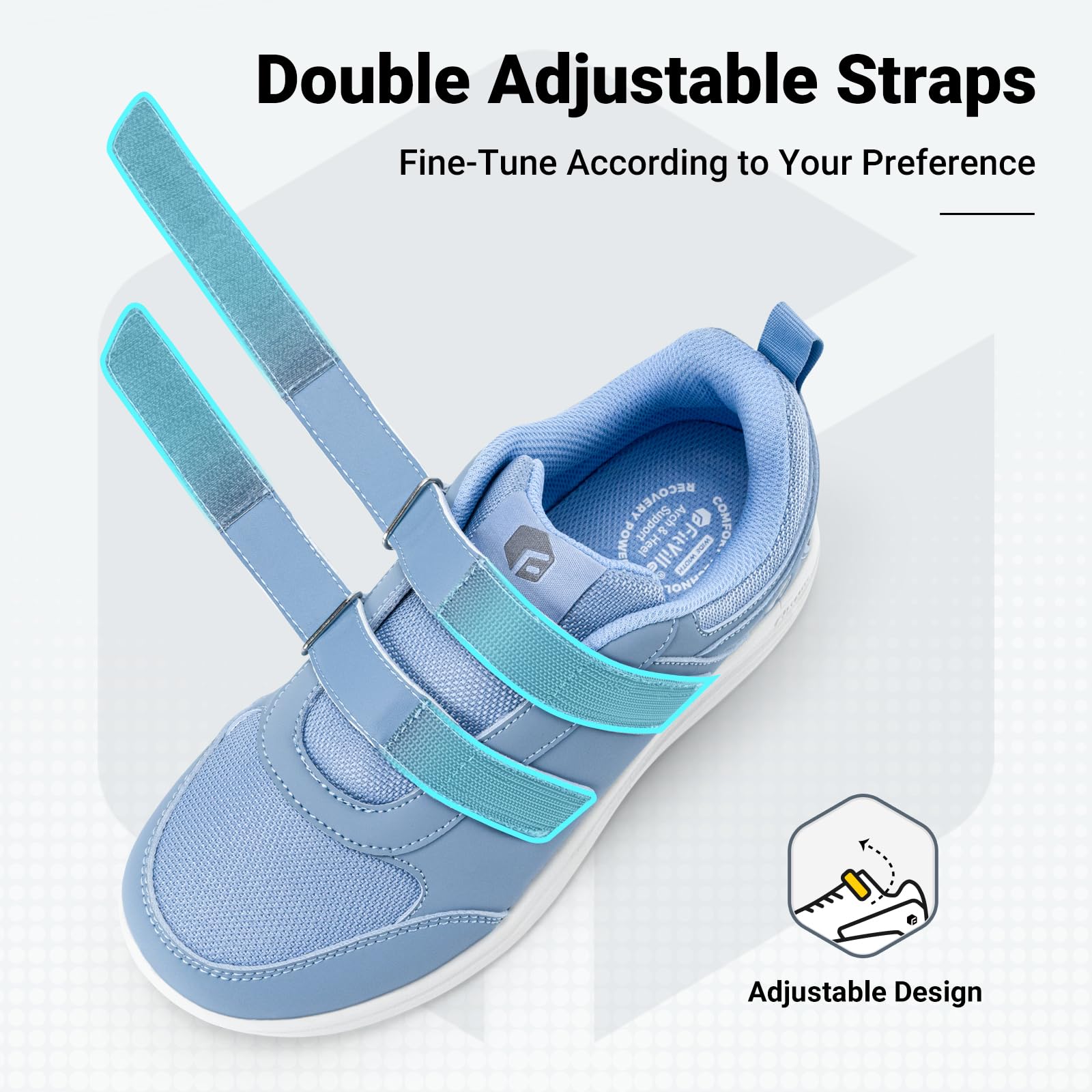 FitVille Schuhe Damen Extra Weit Senioren Walkingschuhe mit Klettverschluss EasyTop StrapEase V6