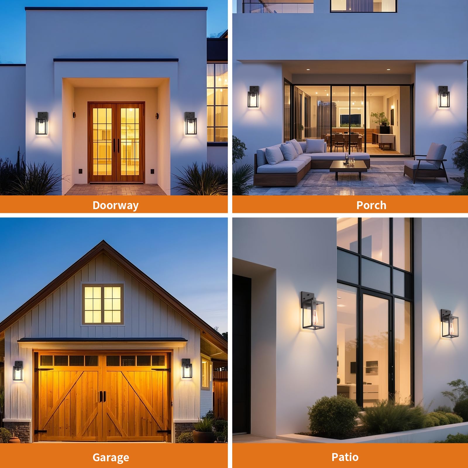 2 Pack Dusk to Dawn Exterior Lighting Fixtures Wall Mount Sensor Outside Front Porch Lights for House Outdoor — view 8