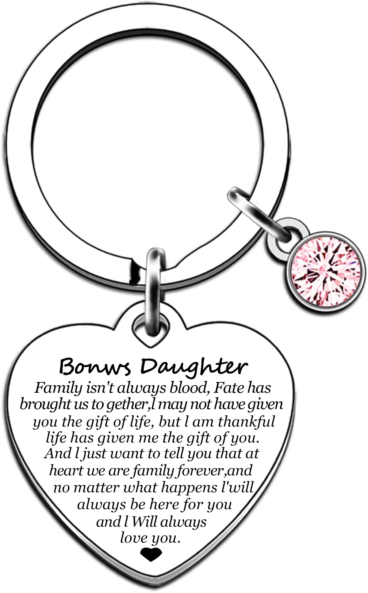 Posoto Unisex Silver Stepdaughter Bonus Daughter Keyring Birthday Christmas Gift