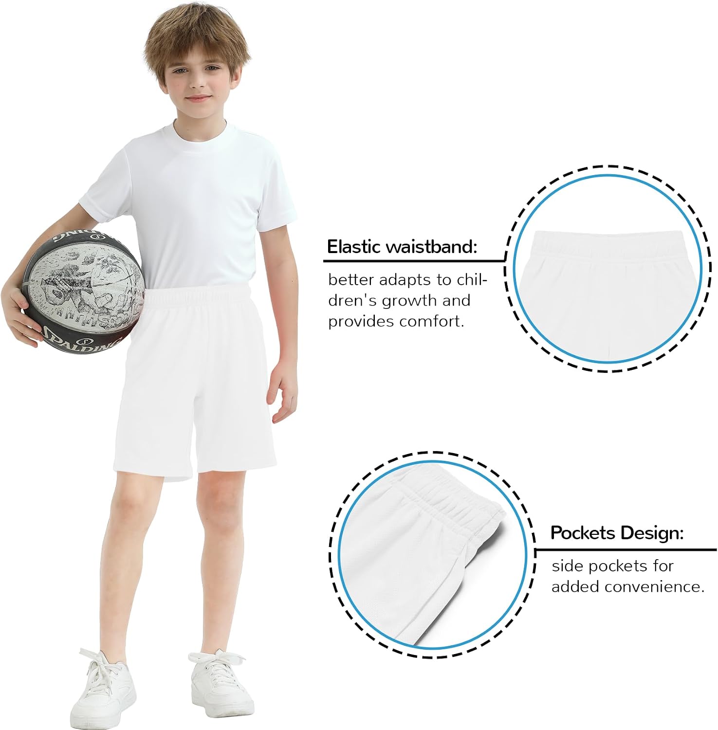 QBK Toddler 2T/3T/4T/5T-16 Years Basketball Shorts Boys Athletic Shorts