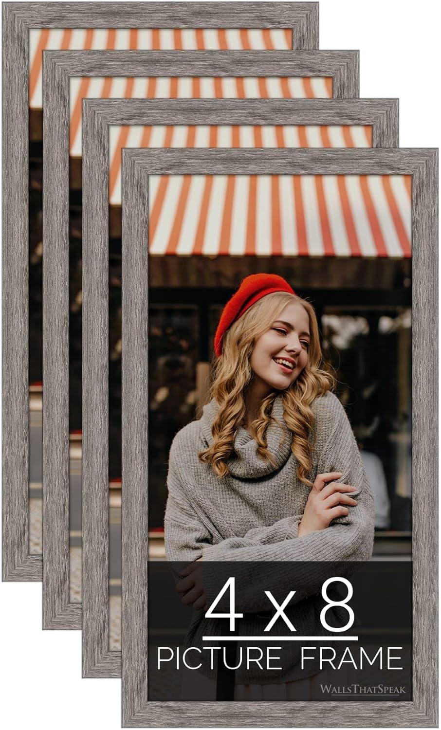 wallsthatspeak 4x8 Gray Barnwood Picture Frame for Puzzles Posters Photos or Artwork (4-Pack)