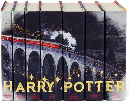 Juniper Books - Harry Potter 7 Volume Boxed Set Train Design with Metallic Gold - Custom Designed Collectible