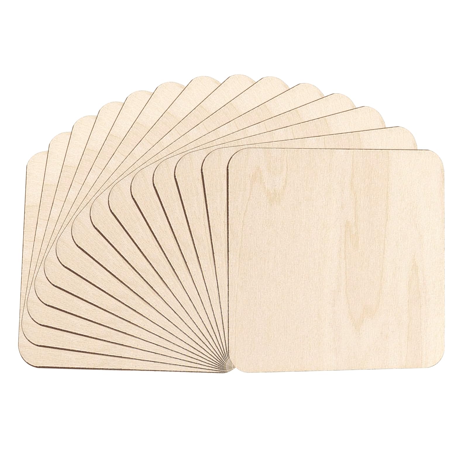 30Pcs Unfinished Blank Wood Pieces, 10 x 10cm Wooden Square Coasters Shapes, Natural Wooden Cutouts for Crafts, Painting, Coasters, Pyrography Art, Christmas Home Decoration DIY