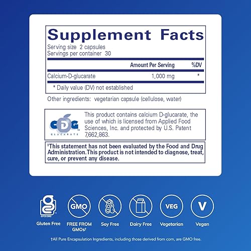 Vista 2 de Pure Encapsulations Calcio-D-Glucarato Suplemento para apoyar la salud celular en el hígado, los pulmones, la mama y el colon* 60 cápsulas
