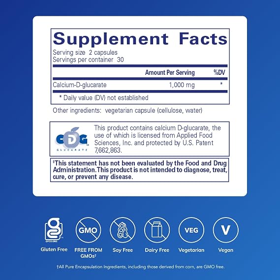 Pure Encapsulations Calcium-D-Glucarate | Supplement to Support Cellular Health in the Liver, Lungs, Breast, and Colon* | 60 Capsules | Supplement to Support Cellular Health in the Liver, Lungs, Breast, and Colon*