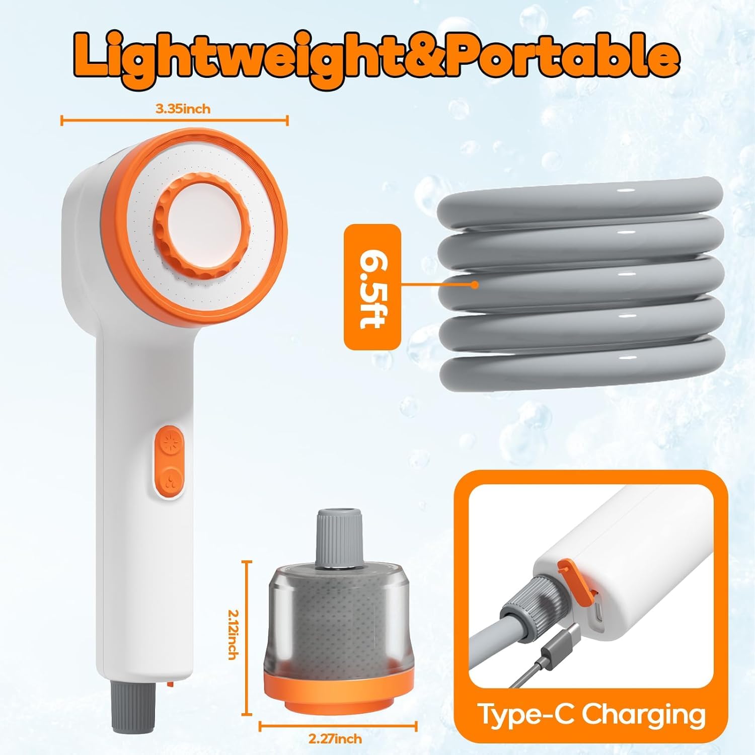 Goody King Campingdusche mit Pumpe & Akku 6000mAh – Tragbare Camping Dusche ohne Strom, 20L Faltbarer Eimer, LED-Anzeige, 3 Strahlmodi, 2m Schlauch, IPX7 – Mobile Dusche für Garten, Wohnmobil, Hund