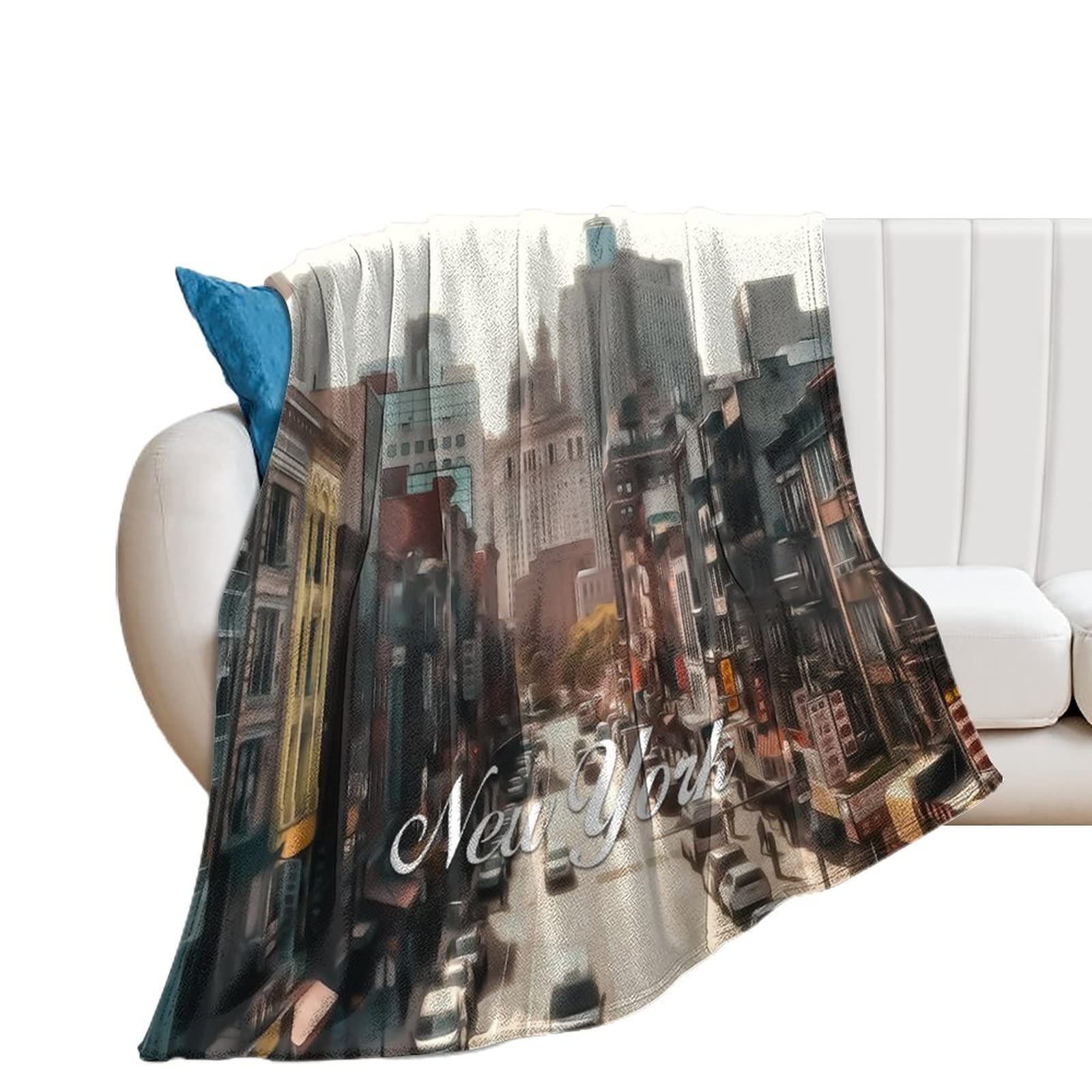 Couverture New York en peluche douce 76x101 cm pour jeté de lit