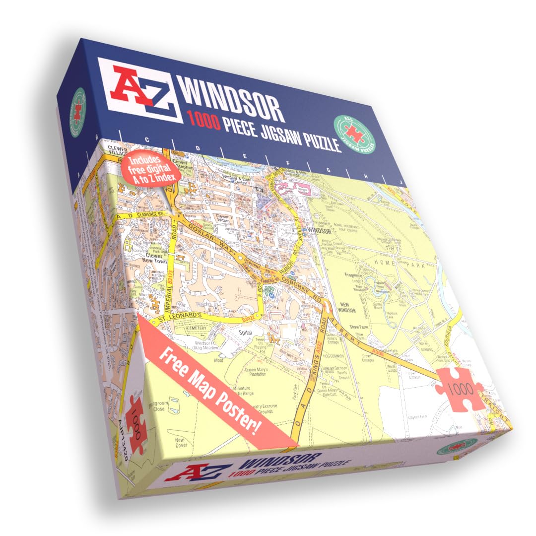 Great Britain A-Z Map of Windsor 1000 Piece Jigsaw Puzzle – Exclusive Street Map – Includes Guide Print & City Index – Nostalgic Gift Mapping Fun for Adults — image 1