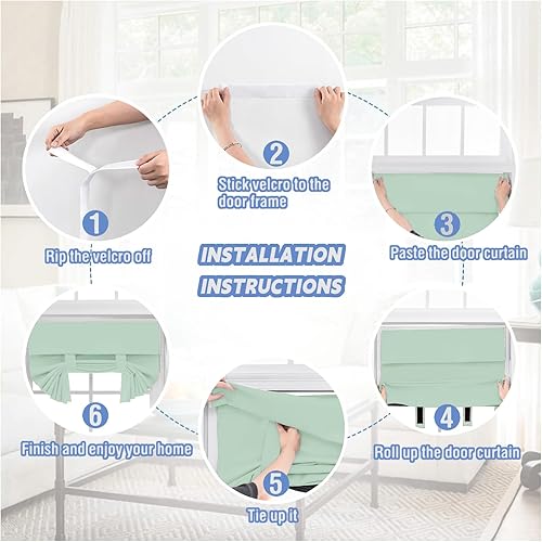 Miniatura 2 de Mecodeco Cortinas de puerta 100% opacas para ventana de puerta, oscurecimiento de la habitación, cubierta de ventana de puerta de color sólido para