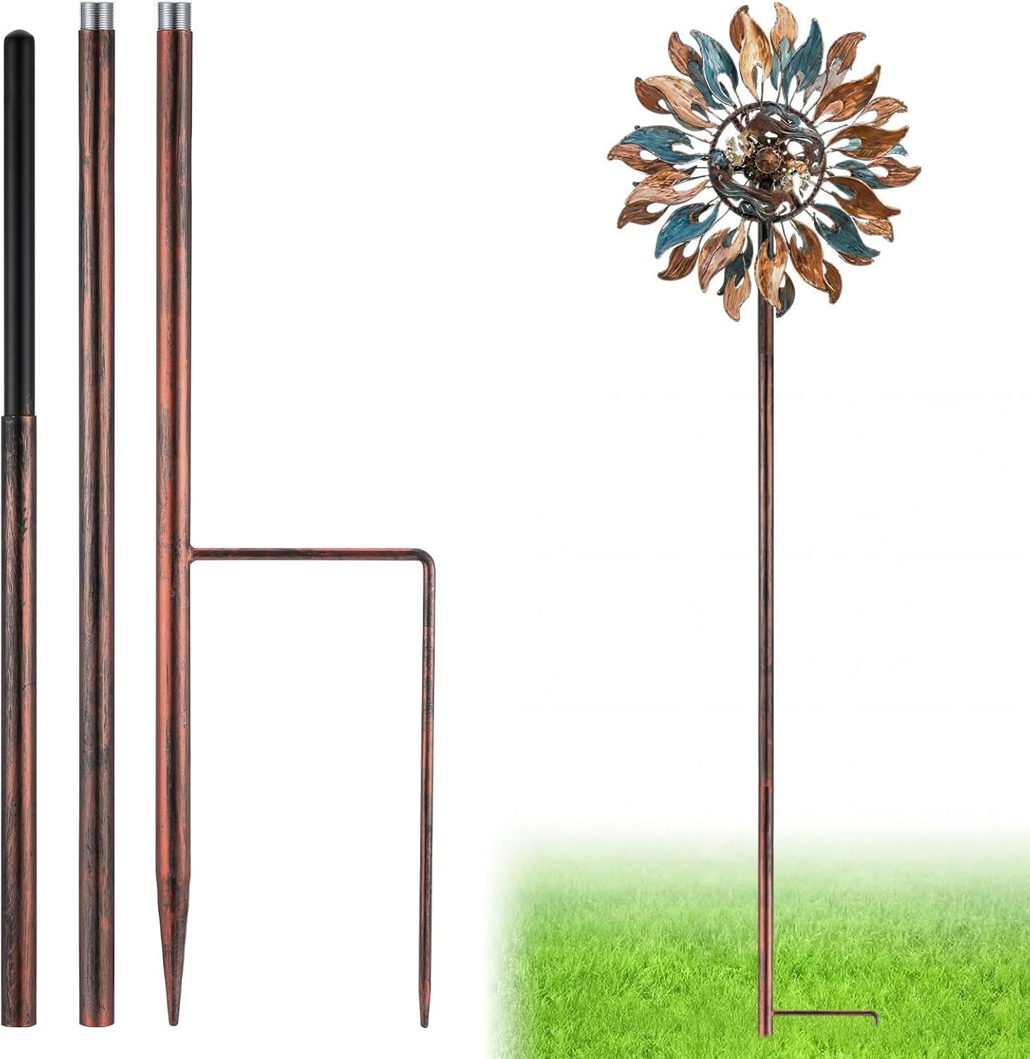 LEIFIDE Copper Color 72" h Replacement Pole for Large Wind Spinner, Windmill Replacement Parts, Three-Part Composition, 22mm Thicker Tube, Easy Assembly for Large Metal Wind Spinner