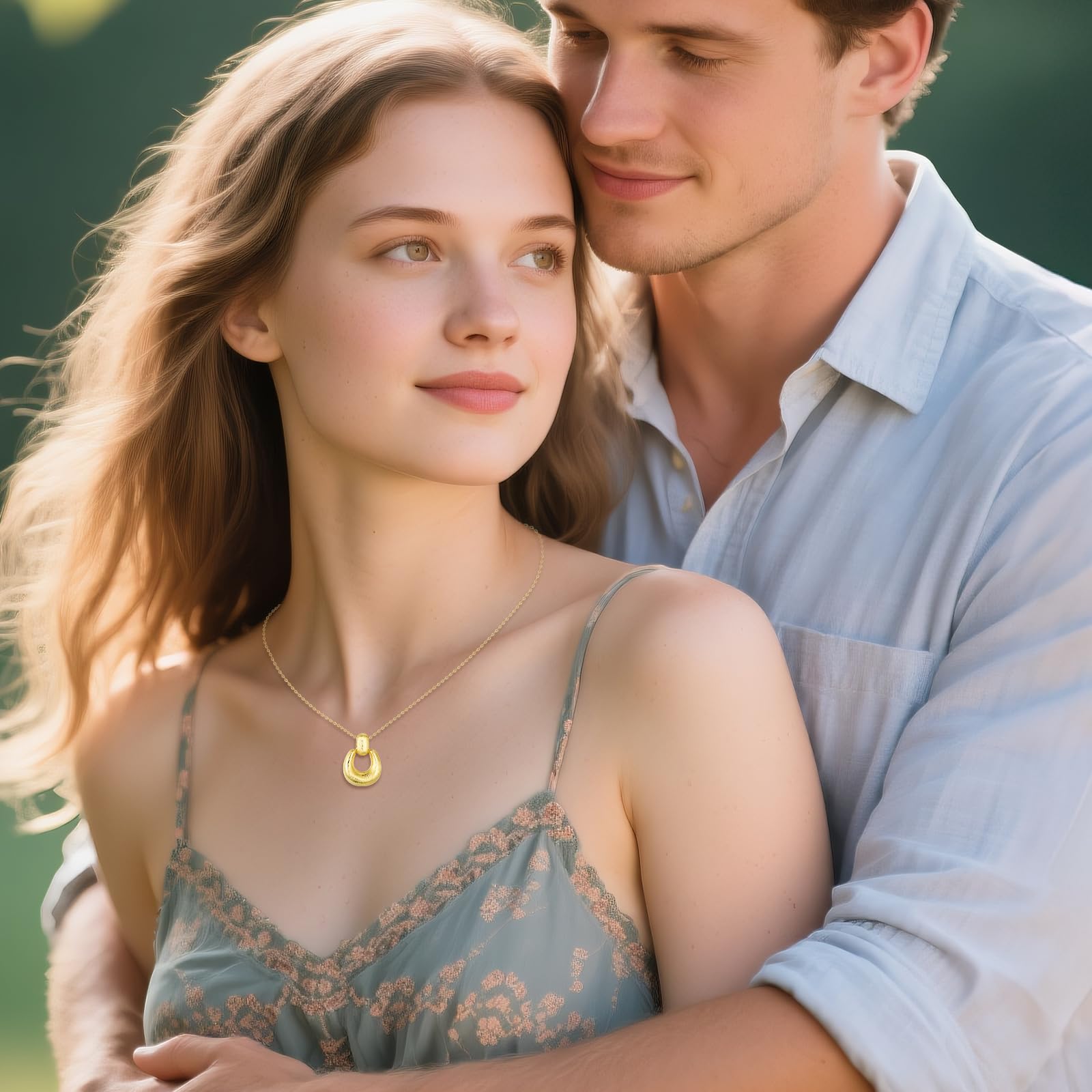 YFN Cadena de oro grueso de plata de ley en forma de U minimalista colgante collar declaración joyas regalo de moda para mujer