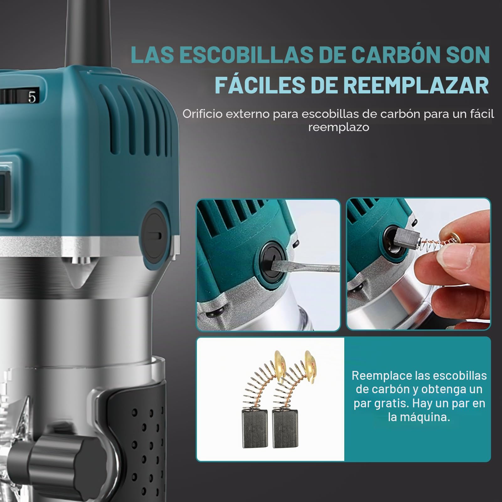 Fresadora eléctrica de madera con una sola mano, 1000 W, 30000 rpm, con 15 cabezales de fresado, 6 velocidades, fresadora con cierre rápido, ligero, resistente al polvo, motor de cobre