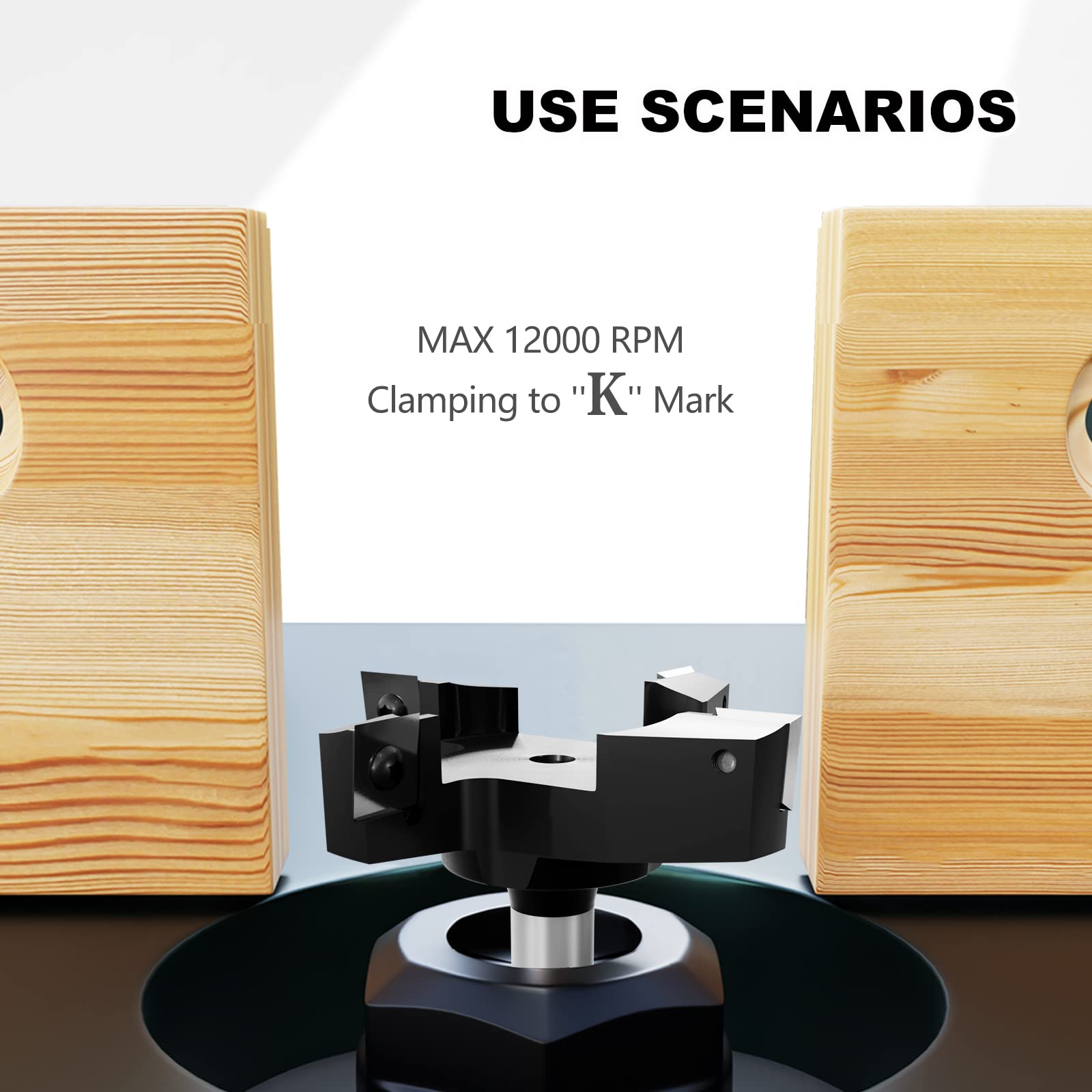 CSOOM Punta per fresatrice CNC Spoilboard, codolo da 1/2", diametro di taglio 7,6 cm, 4 ali, punta per pialla per legno, utensili per la lavorazione del legno, viene fornita con 10 lame di ricambio