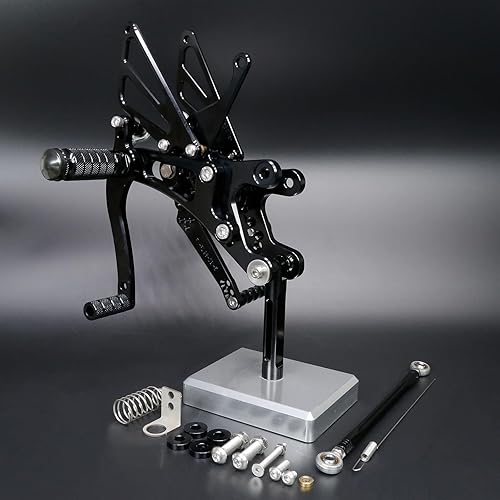 Miniatura 6 de Reposapiés de motocicleta ajustable de aluminio para Yamaha YZF R6 1999 2000 2001 2002 (negro)