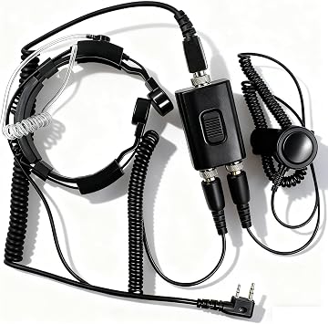 KENMAX Throat Mic Air Tube Headset with Finger PTT for Baofeng UV-5R BF-F8HP UV-82 UV-6R GT-3, K Plug Tactical Earpiece Compatible with Wouxun KG-UV8D KG-UV6D and Kenwood 2 Pin Radios