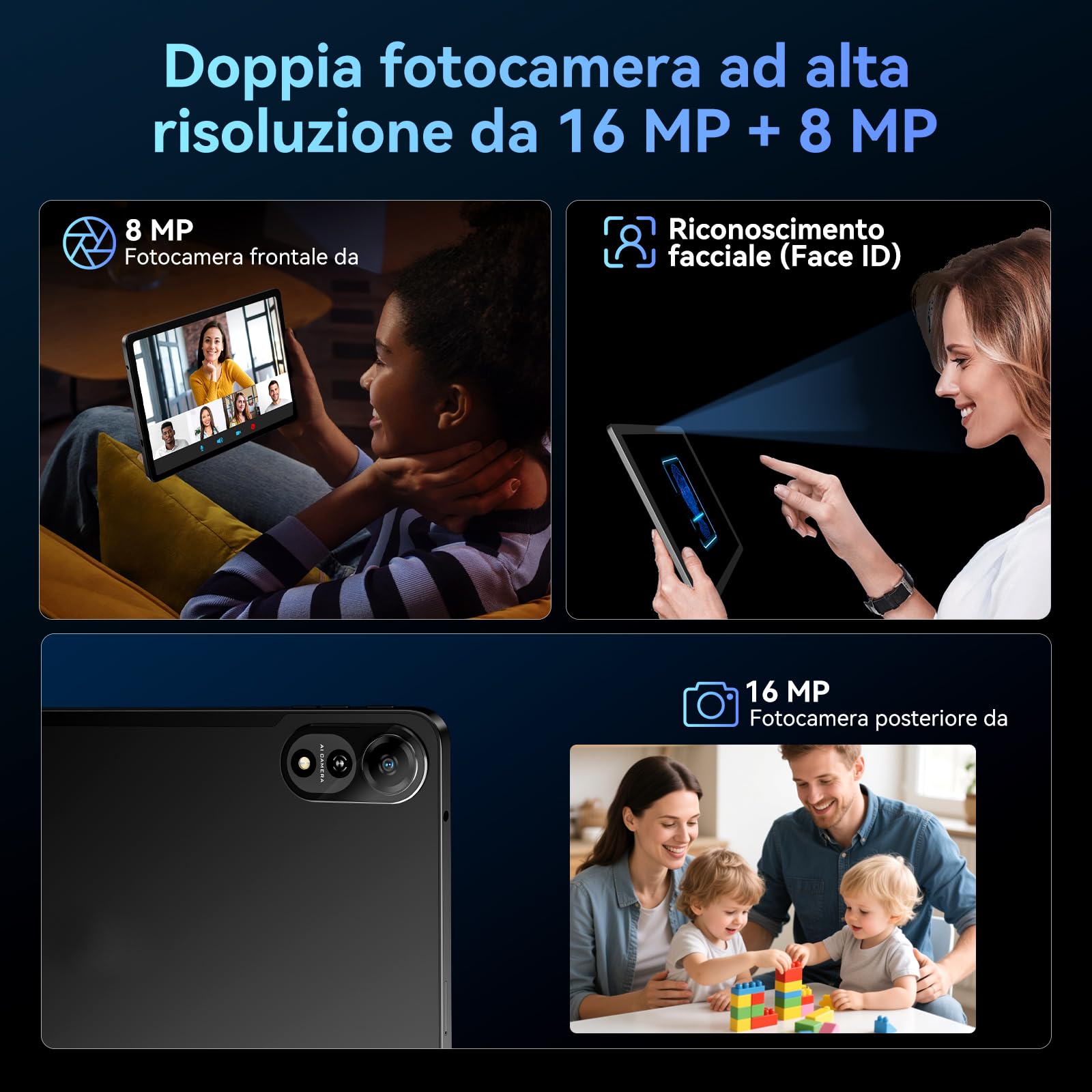 2026 Tablet Android 16,Tablet 12 Pollici con Tastiera,4G LTE+5G WiFi,24GB RAM+128GB ROM,Octa-Core Tablets con Penna/Mouse per lavoro e studio,9000mAh,WideVine L1/Gemini AI/GPS/Face ID,Garanzia 4 Anni