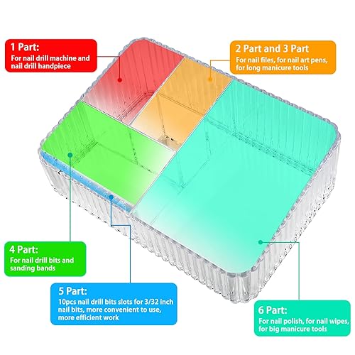 Miniatura 5 de Caja de almacenamiento de brocas y brocas, 10 agujeros, soporte de brocas de acrílico transparente, herramienta de taladro de uñas de plástico,
