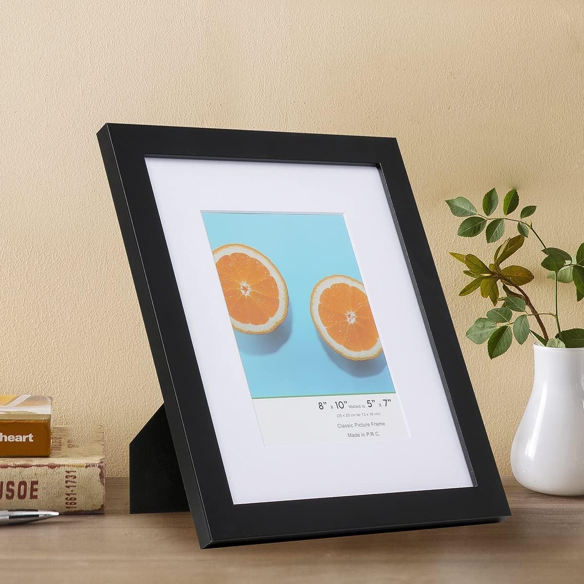 The Display Guys - Square Profile Wooden Picture Frame with Tempered Glass - 8" x 10" matted to 5" x 7" – 6 Pack – Black