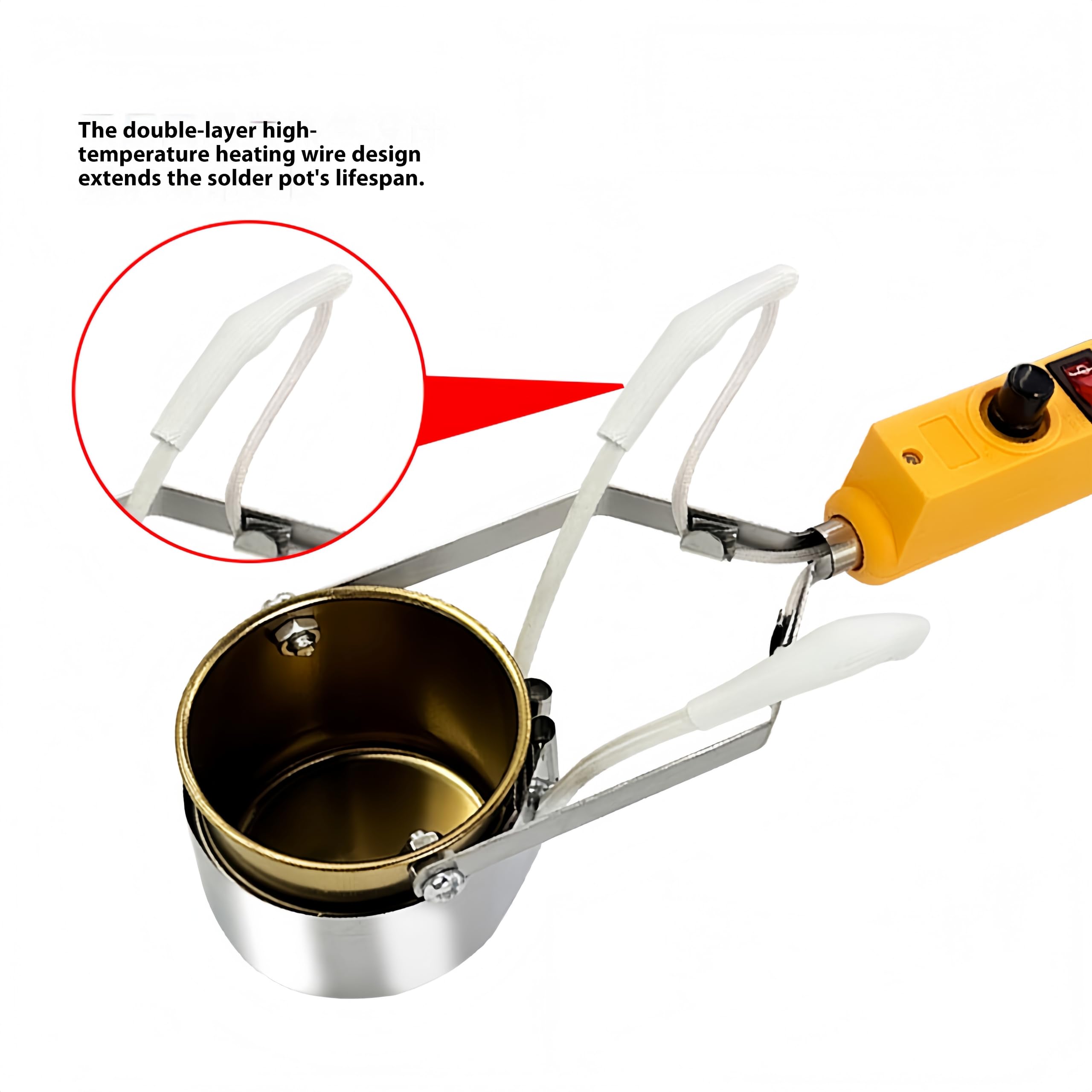 Pot de fusion de plomb portable, plage de température de 150 à 450 ℃, chauffage rapide en 3 à 8 minutes, idéal pour faire fondre l'étain, le plomb, la colle et la cire (350W)