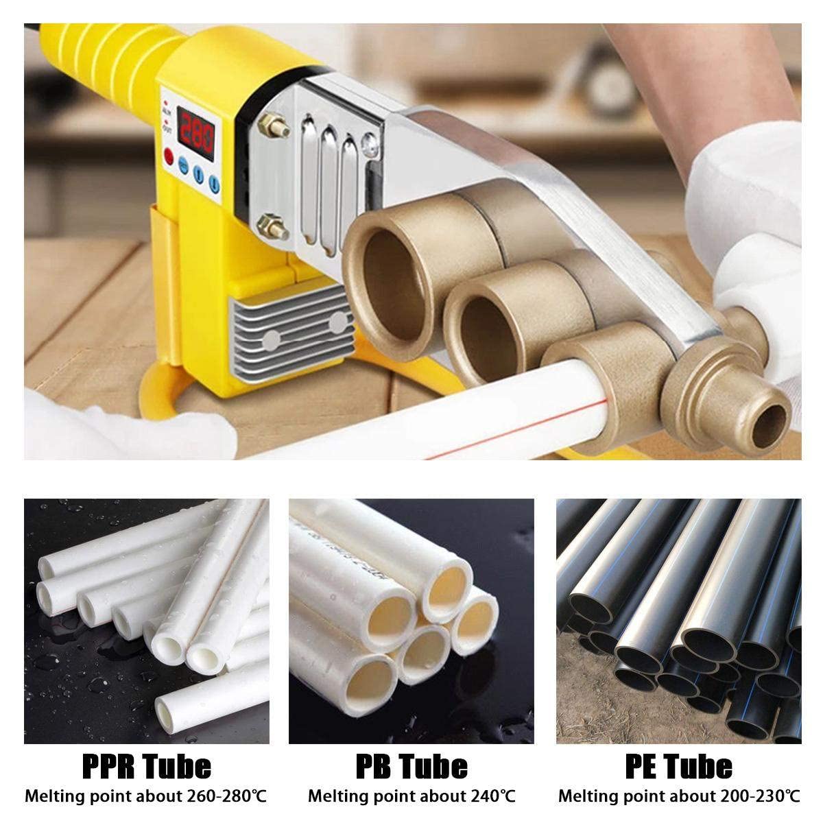 Spawarka do Rur Plastikowych z Żelaznym Kuferkiem, Wyświetlacz Cyfrowy PE/PB/PPR, Zgrzewarka Fuzji Rur 0-320℃ Regulowana + Podwójne Rozpraszanie Ciepła, Linia Anti-Opażeniowa #63