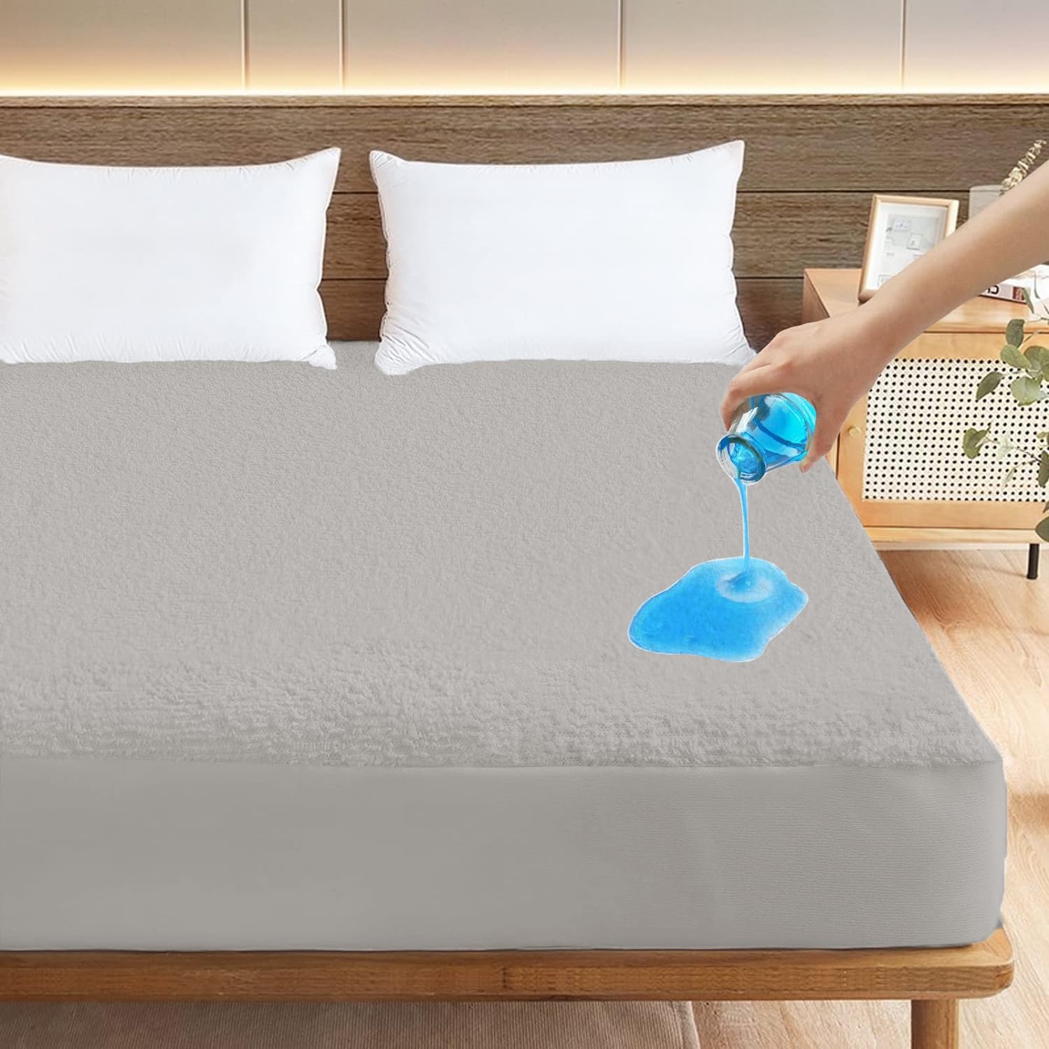 LINENWALAS 100% Waterproof Premium Cotton Feel Mattress Protector|Breathable and Hypoallergenic Ultra Soft King Size Fitted Bed Protector Cover (78”x72” Fits Upto 10 Inches Mattress, Grey) (B0DJDMK5SJ) Amazon Price History, Amazon Price Tracker