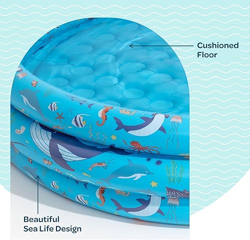Miniatura 2 de Piscina inflable para niños pequeños, piscina redonda de plástico de 48 x 12 pulgadas, juego acuático al aire libre, juguetes para niños de 2, 3, 4