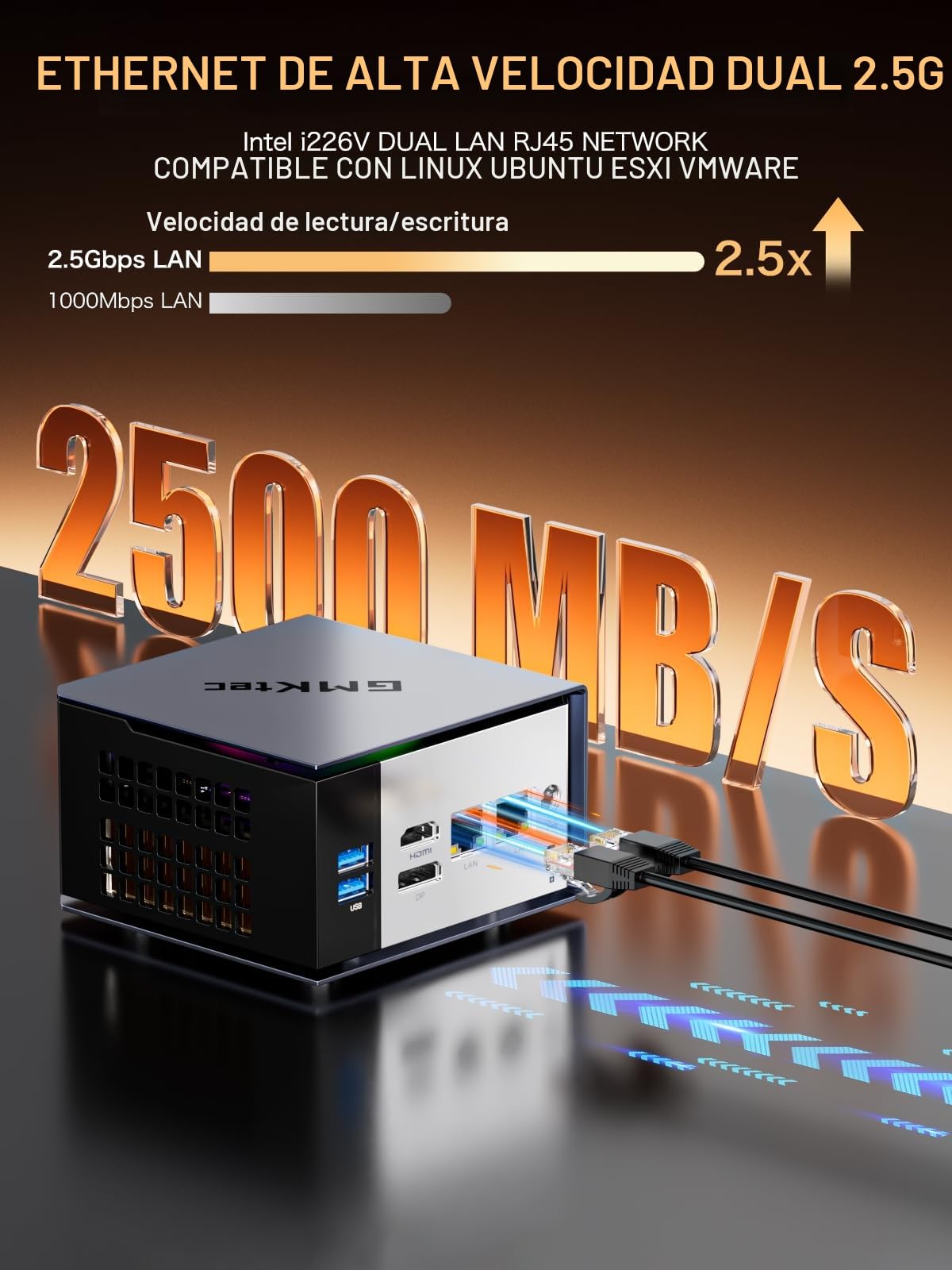 GMKtec EVO-X1 AI Mini PC AMD Ryzen AI 9 HX-370 Serie (5,1 GHz) Mini Computadora para Juegos, 32 GB LPDDR5X 1 TB PCIe 4.0 SSD, Compatible Pantalla Triple 8K, WiFi 6 e Interfaz USB4/Oculink/