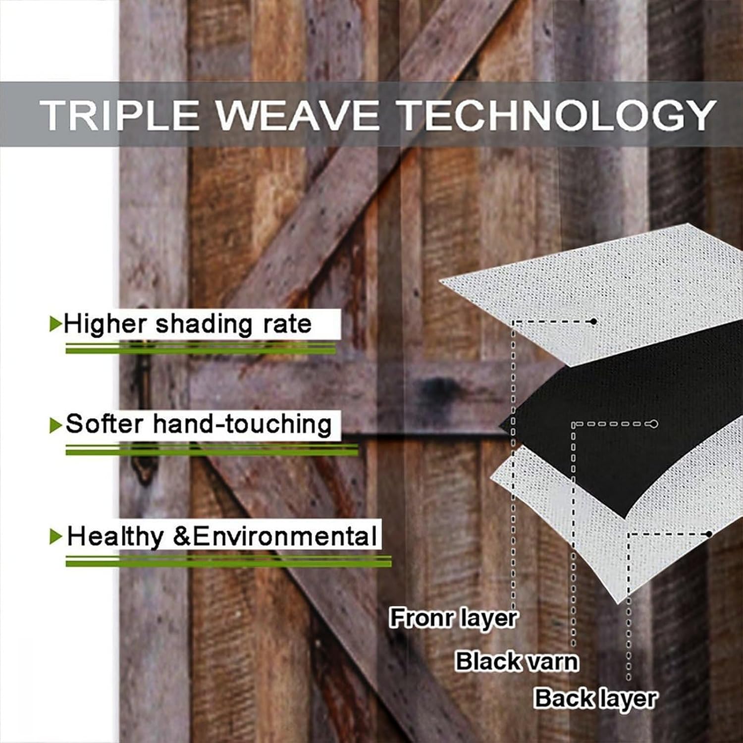 Old Rustic Door Blackout Curtains, Brown Wood Wooden Barn Door Rod Pocket Window Curtain for Bedroom Farmhouse Living Room Kitchen 42" W X 45" L