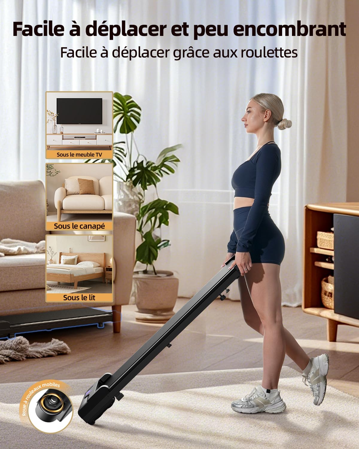 Zeporix Tapis de Course électrique Peu encombrant Portable avec 4 Modes de Vitesse télécommande écran LED