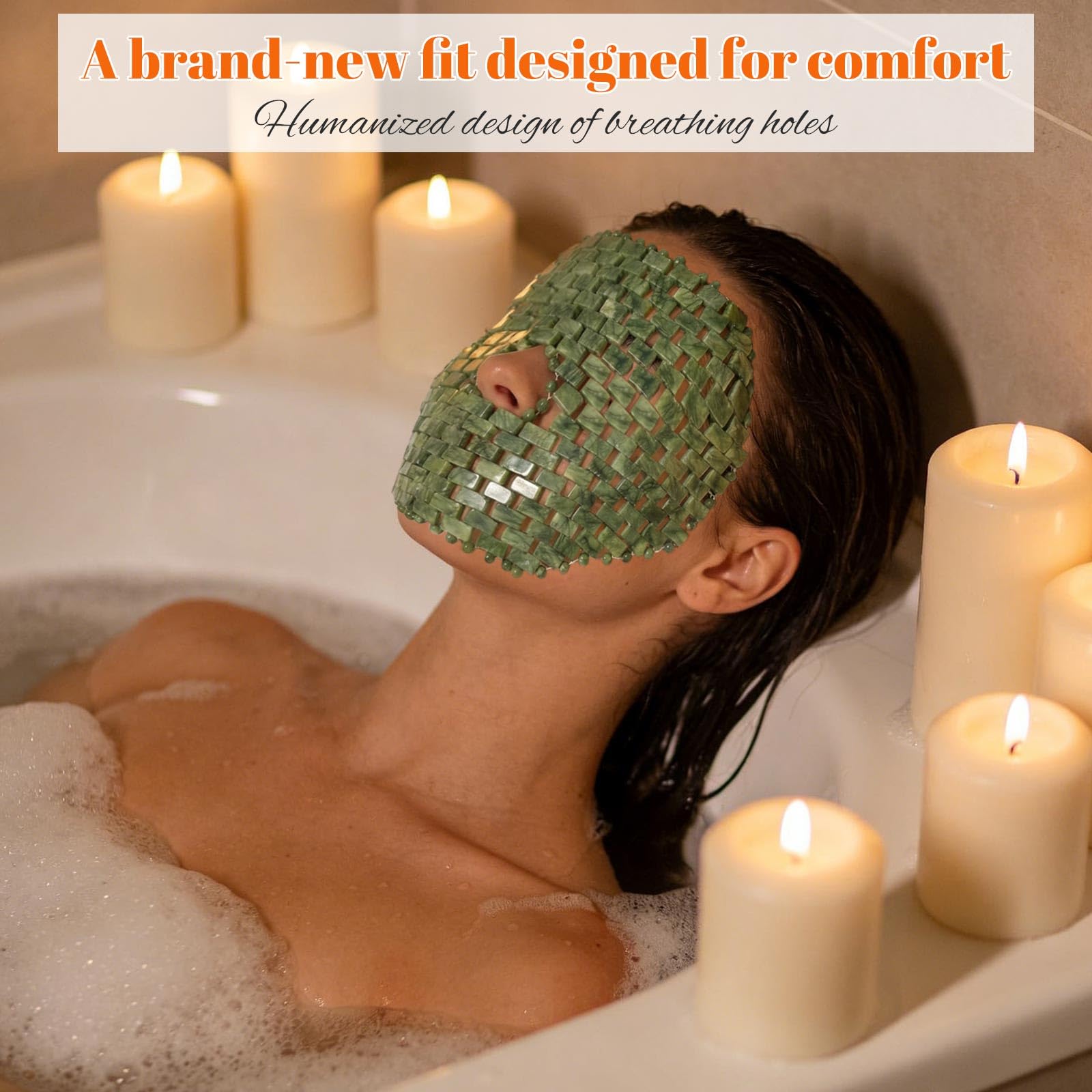 Jade Mask, Natural Facial Cooling Mask, 100% Real Jade Cover the Eyes for Hot & Cold Therapy, Relieves Redness, Swelling, Sensitivity, Wrinkles, Puffiness, and Anti-Aging