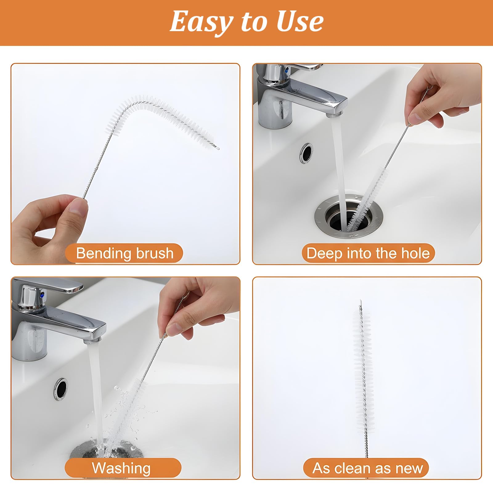 2 Stück 1m Extra Lange Abflussreiniger Reinigungsbürste Rohrreinigungsbürsten Spirale Abfluss Schlauchbürste Flexible Abflussbürste für Rohre mit Schmalem Abflussloch