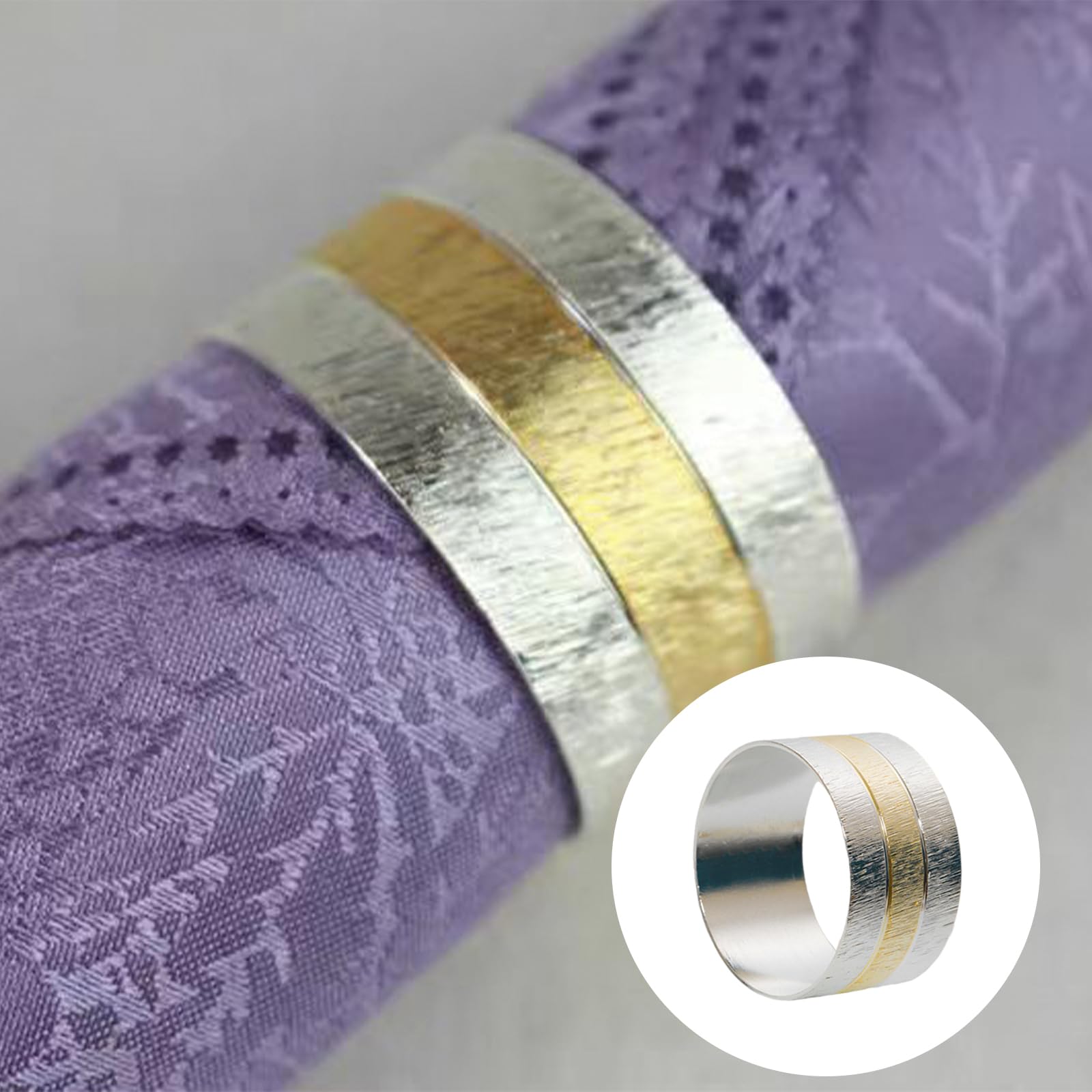 6 portatovaglioli, eleganti accessori decorativi per la tavola, adatti per decorazioni da tavola, feste, eventi speciali e regali (argento e oro)