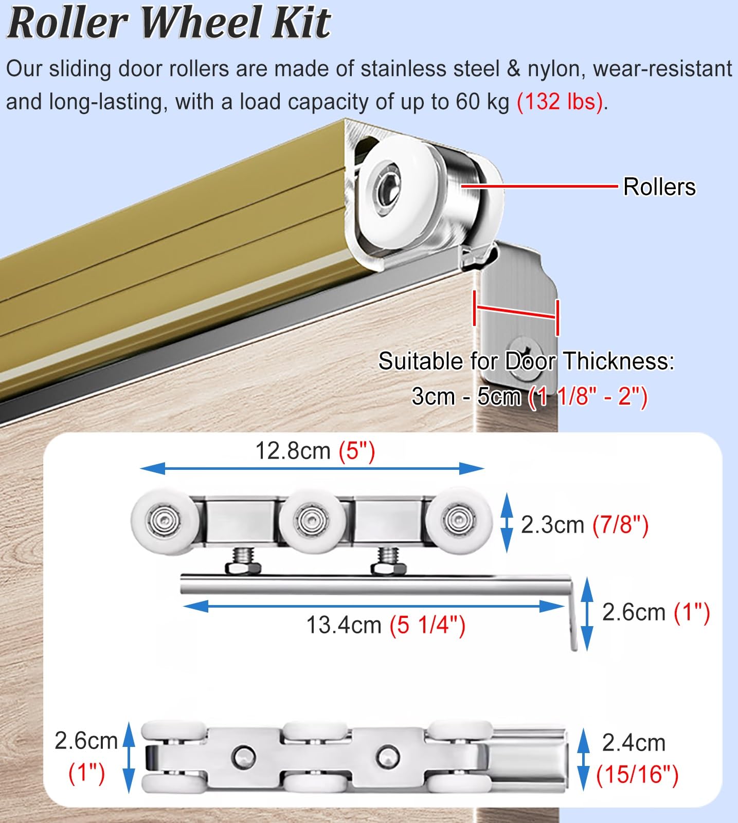 Kit de herrajes para puerta corrediza de granero, rieles de puerta de bolsillo cortables y sistemas de rodillos, riel de puerta individual para baño, lavandería, despensa