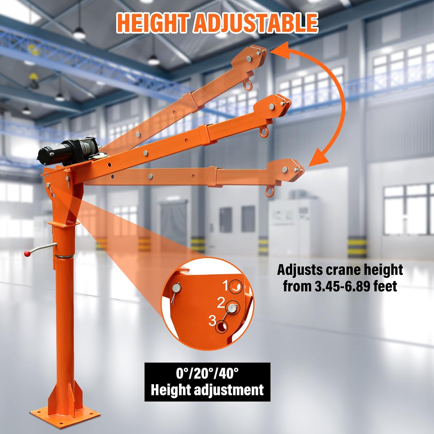 Truck Mounted Crane, 1100 LB 12V Electric Winch Truck Crane with Adjustable Boom Length, 360 Degree Swivel, Pickup Truck Jib Crane, Suitable for Construction, Forestry and Factory Lifting Goods