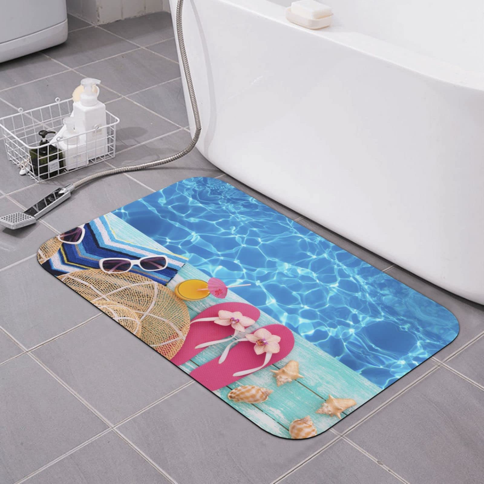 Tapis de bain en terre de diatomée 40x60 cm imprimé et antidérapant
