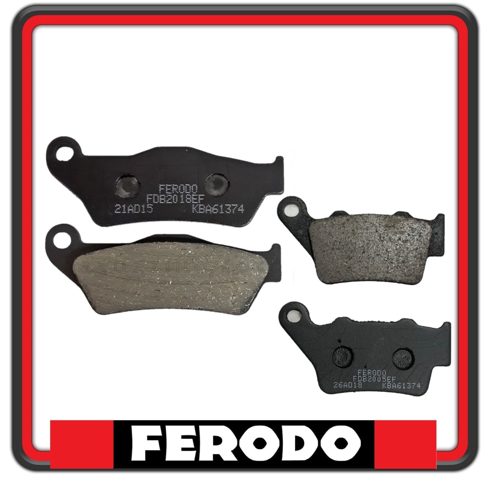 KIT PASTIGLIE PASTICCHE FRENO FRENI FERODO ANTERIORI E POSTERIORI COMPATIBILI CON KTM 450 EXC (4T) DAL 2004 IN POI (2 PEZZI)